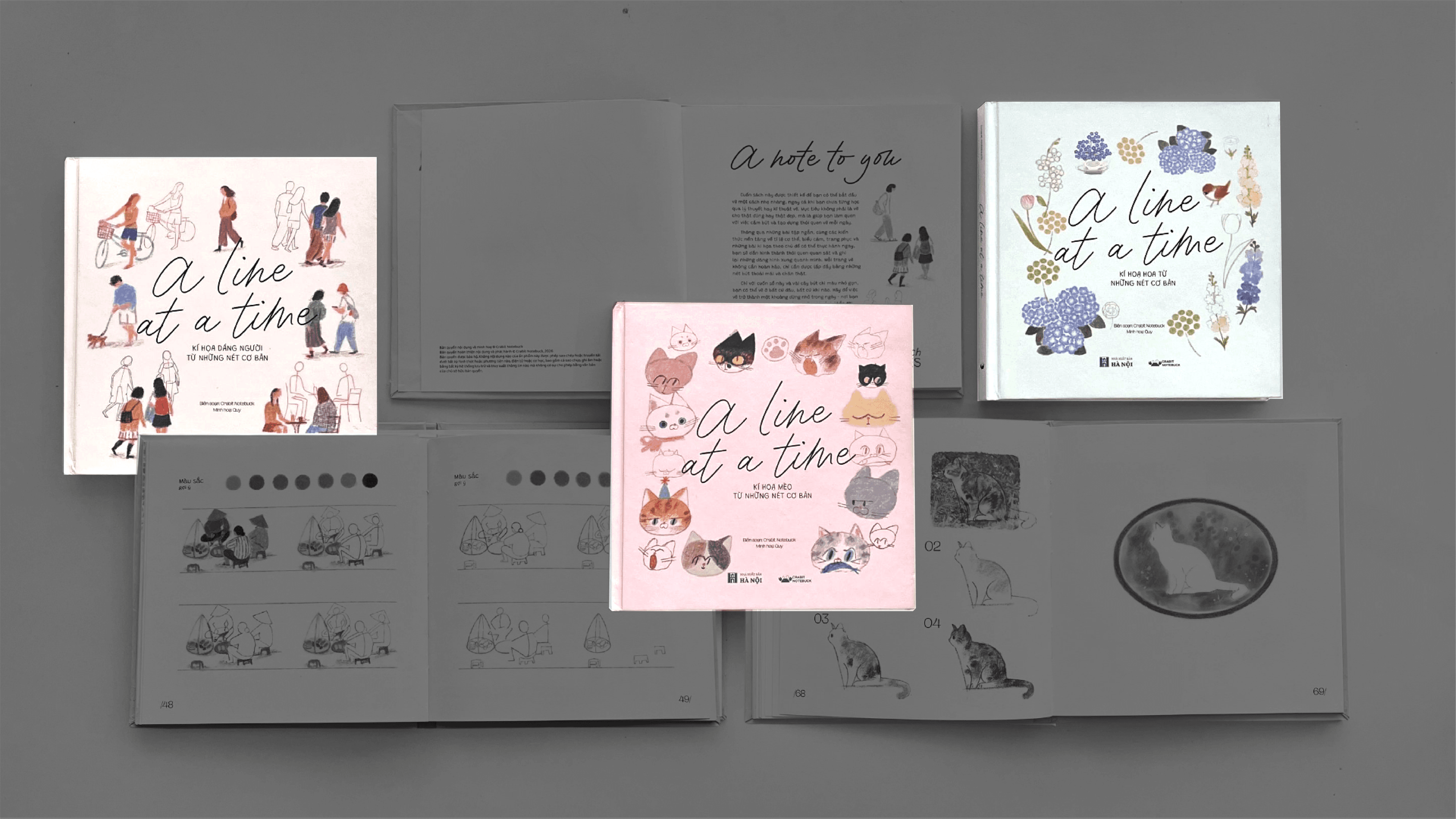Bộ sách và sổ A line at a time của Crabit Studio